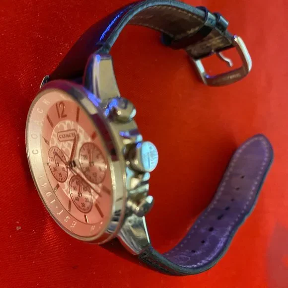 Coach Black Leather Band Chronograph Watch - Picture 3 of 4